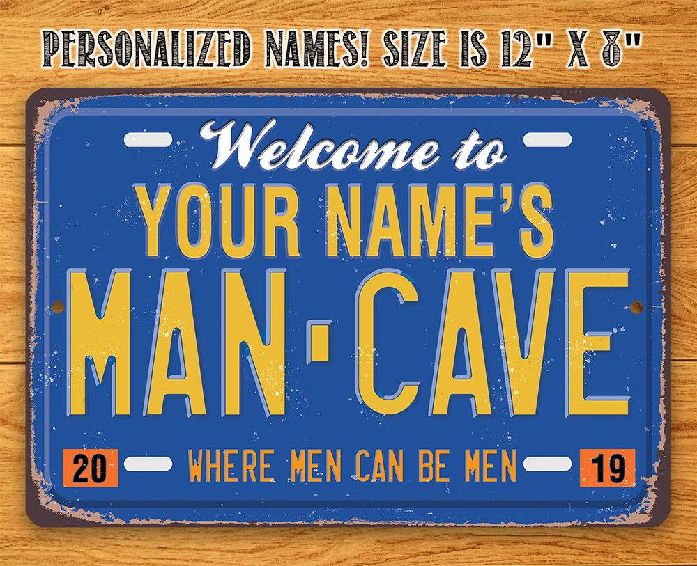 Personalized - Man Cave License Plate - Metal Sign