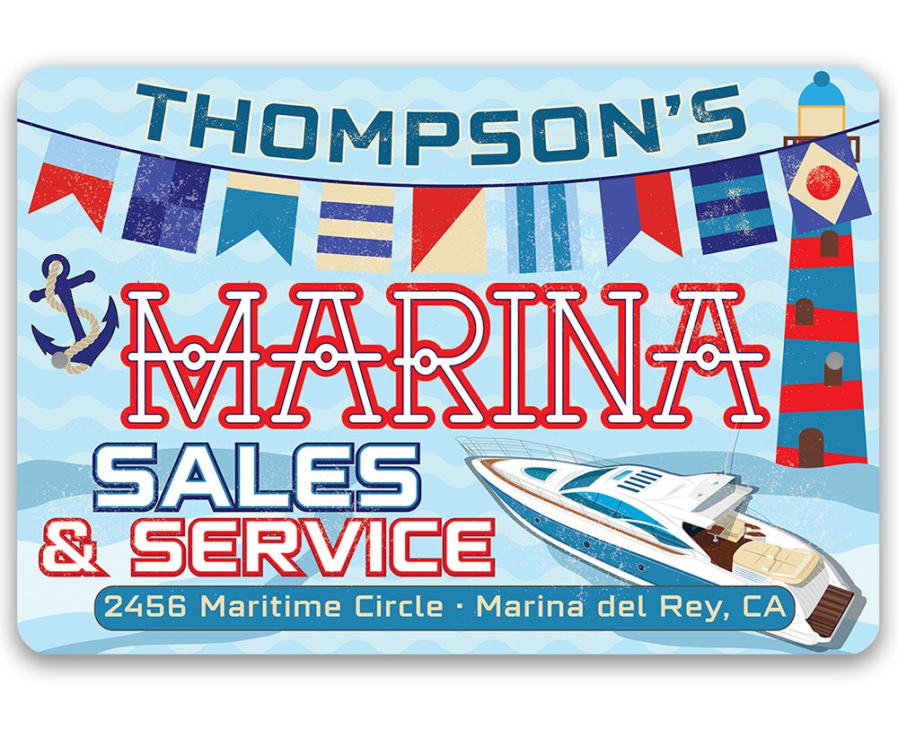 Personalized - Marina Sales and Service - Metal Sign
