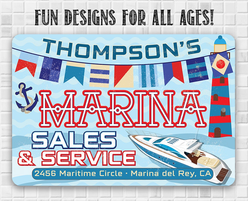 Personalized - Marina Sales and Service - Metal Sign