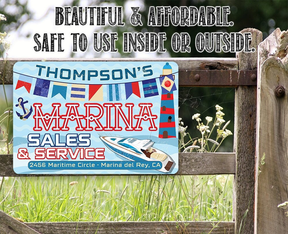 Personalized - Marina Sales and Service - Metal Sign