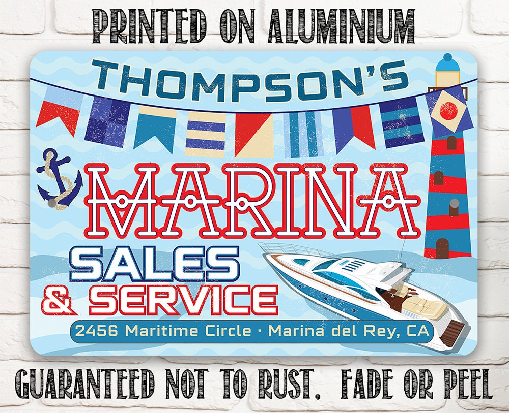 Personalized - Marina Sales and Service - Metal Sign