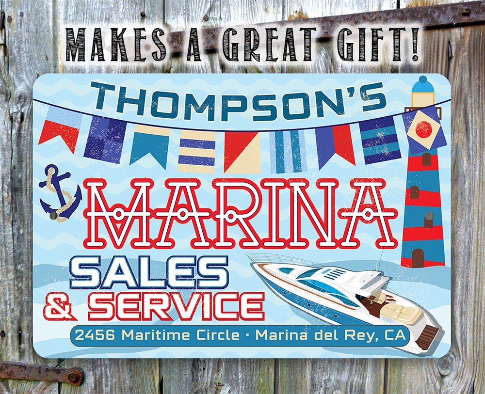 Personalized - Marina Sales and Service - Metal Sign