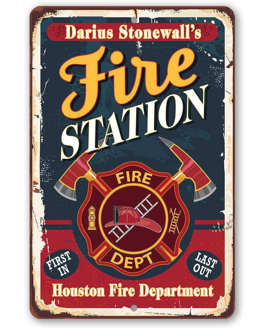 Personalized - Fire Station - Metal Sign