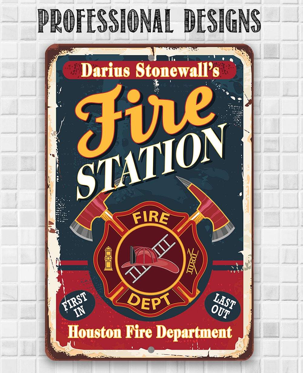 Personalized - Fire Station - Metal Sign