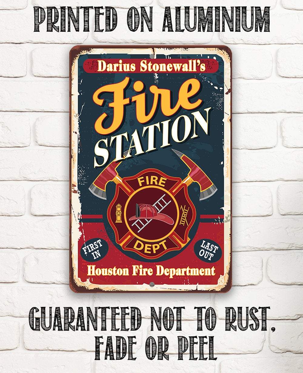 Personalized - Fire Station - Metal Sign