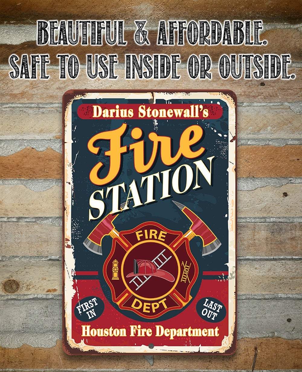 Personalized - Fire Station - Metal Sign