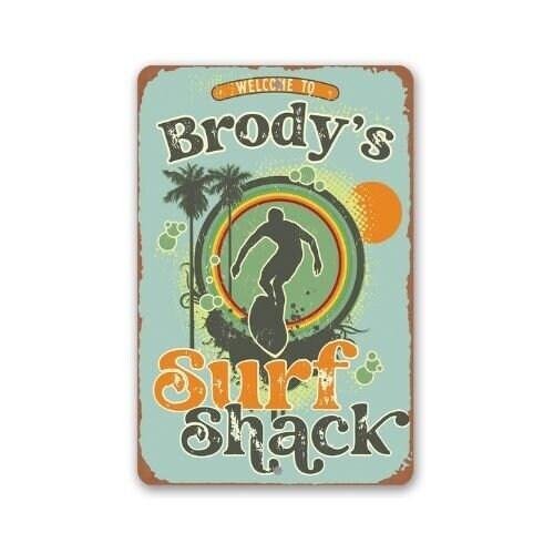 Personalized - Surf Shack Surfing Guy - Metal Sign