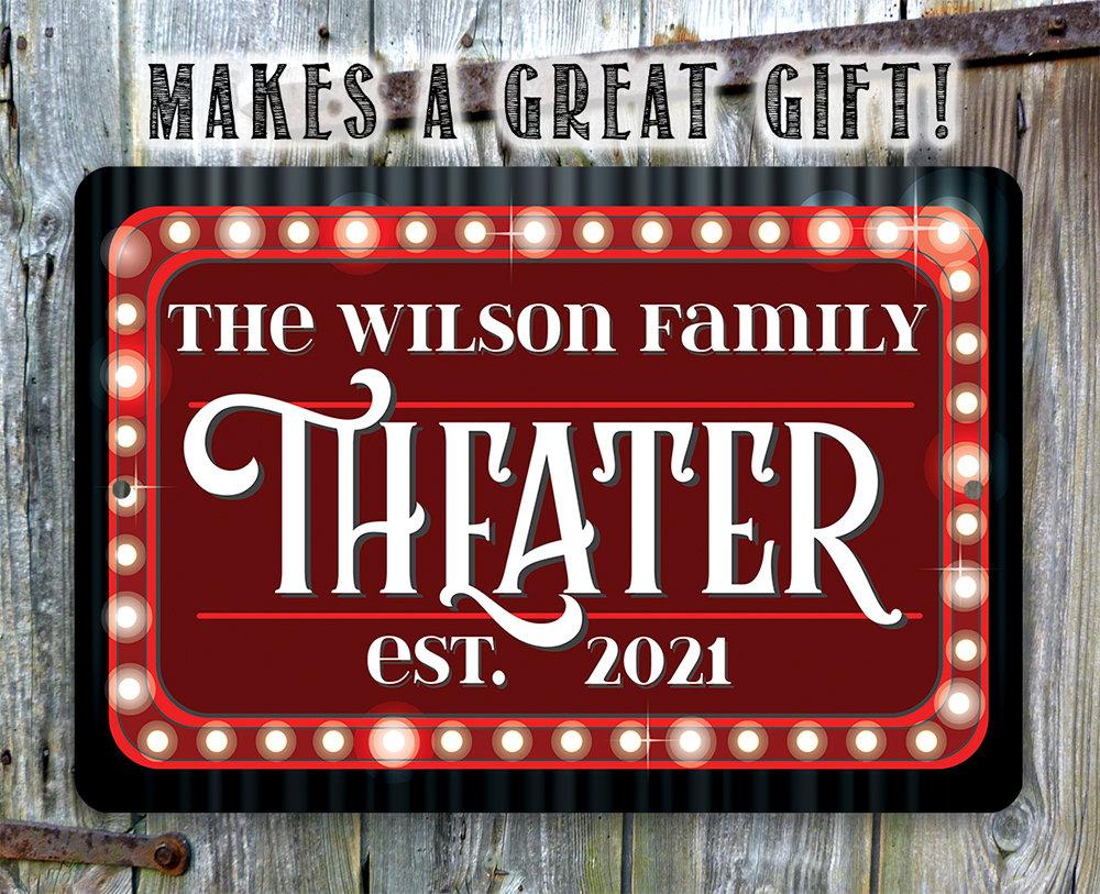 Personalized - Theater Family Name - Metal Sign