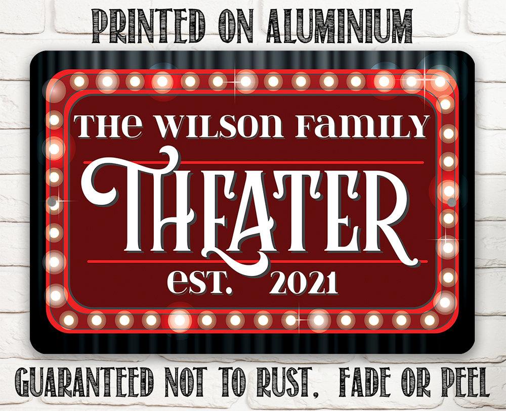 Personalized - Theater Family Name - Metal Sign