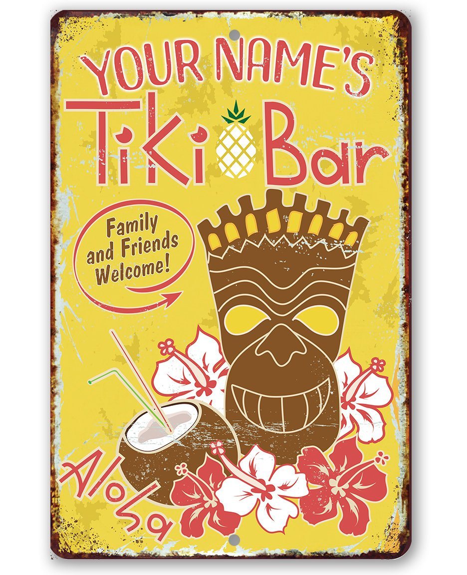 Personalized - Tiki Bar - Metal Sign