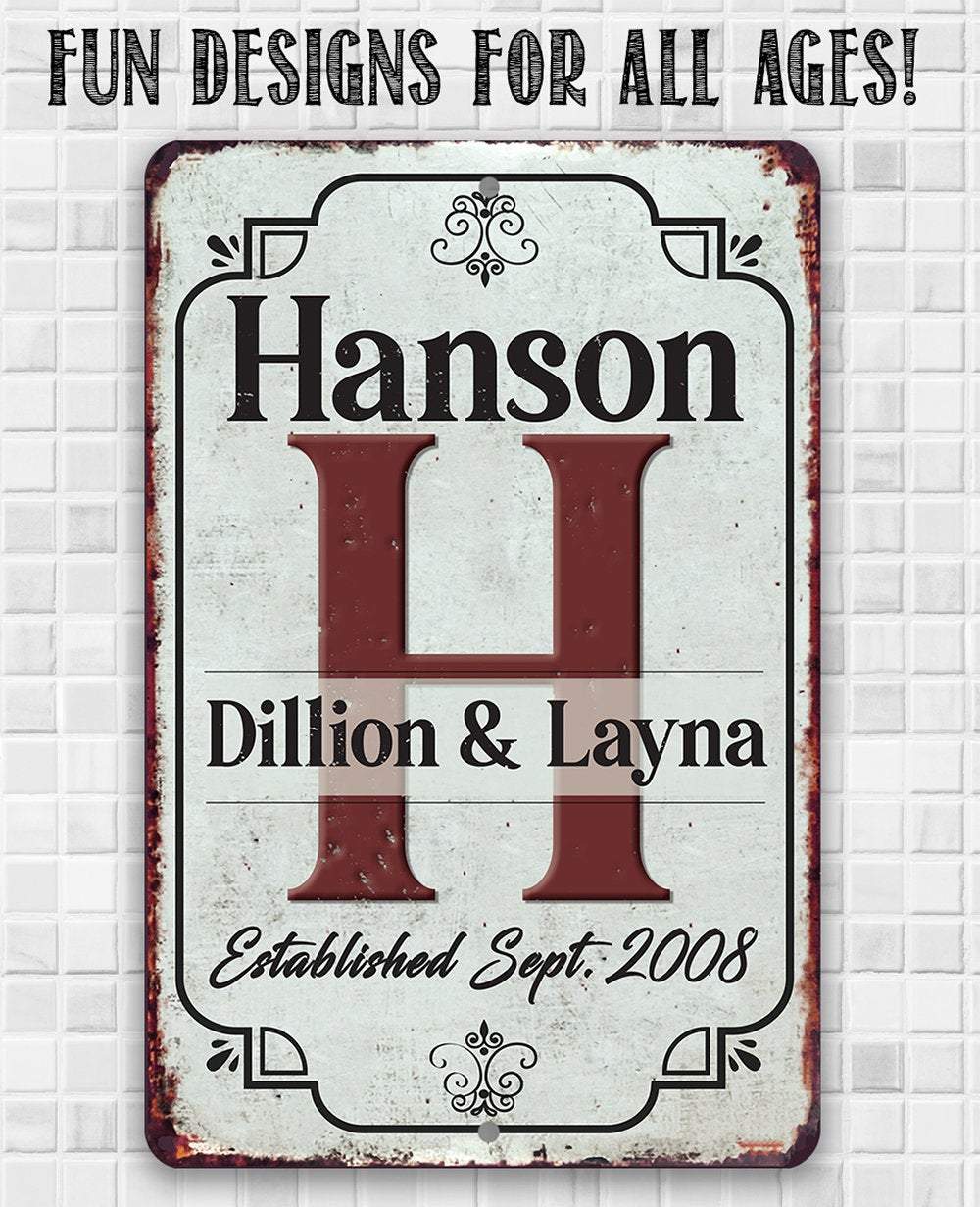 Personalized - Monogram Family - Metal Sign