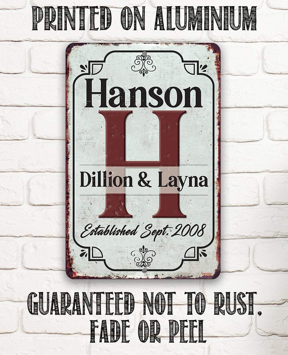Personalized - Monogram Family - Metal Sign