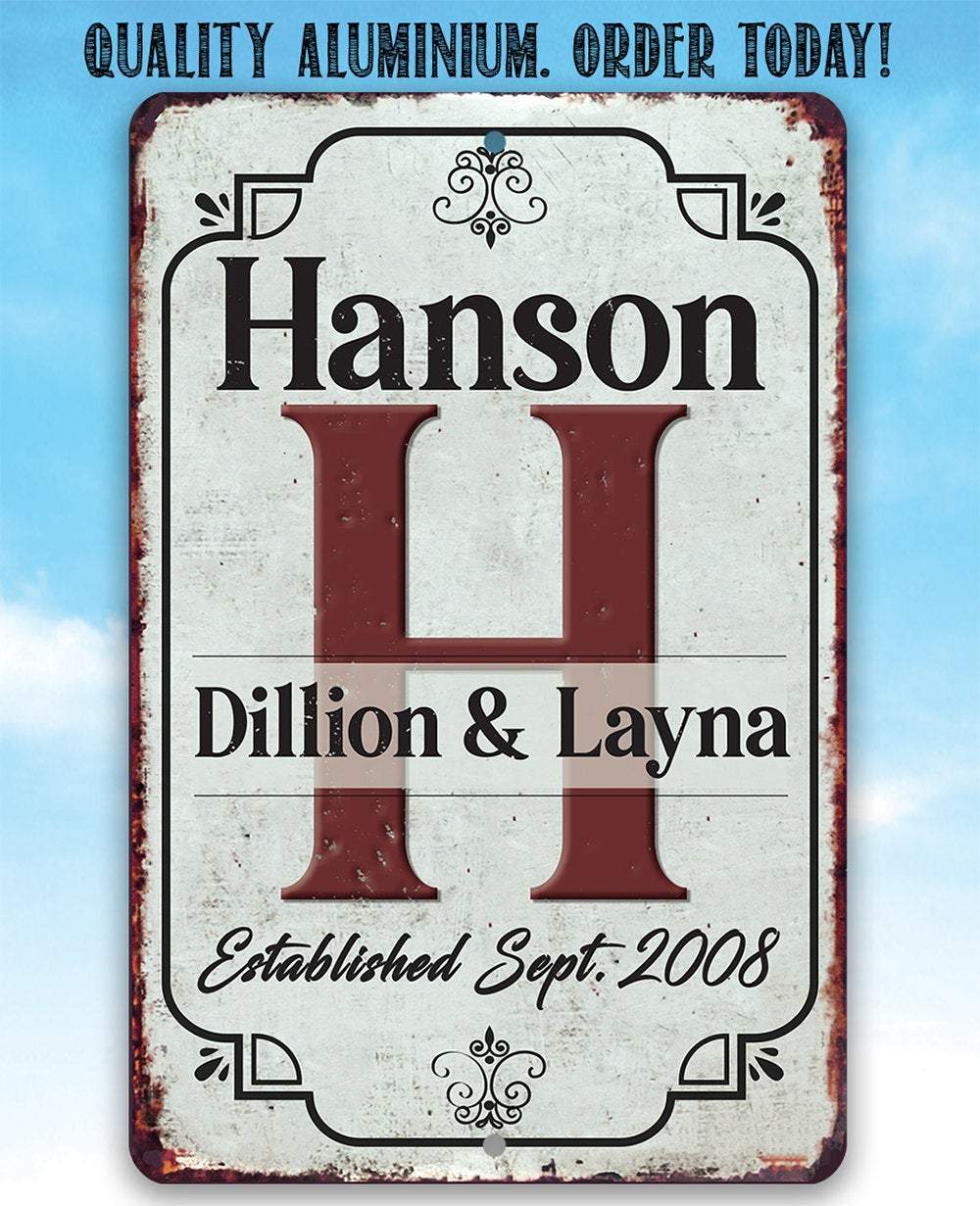 Personalized - Monogram Family - Metal Sign