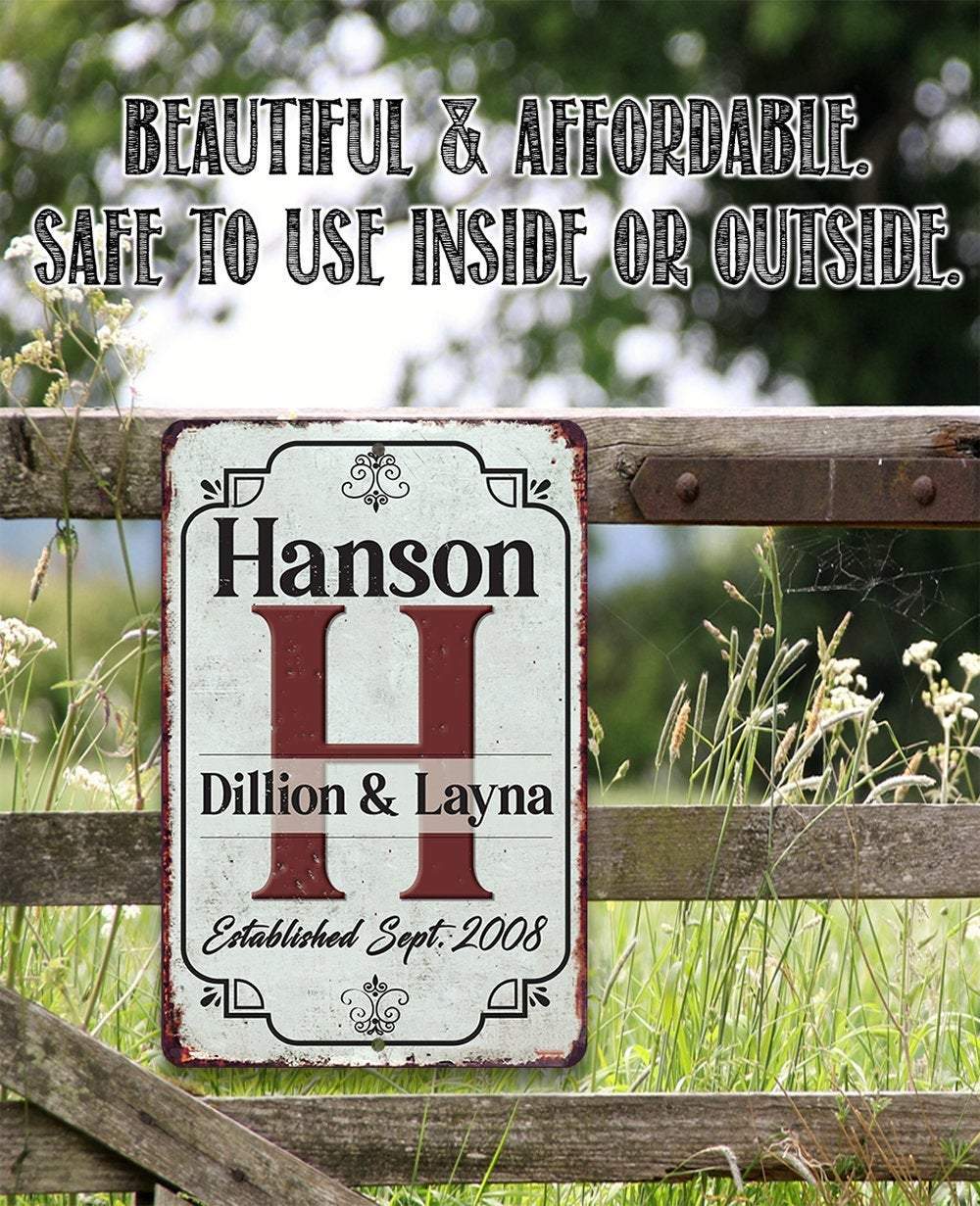 Personalized - Monogram Family - Metal Sign