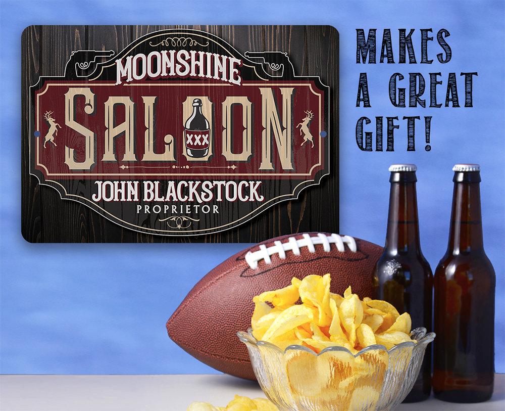 Personalized - Moonshine Saloon - Metal Sign