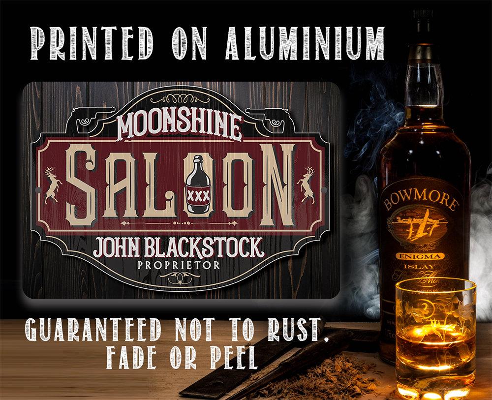 Personalized - Moonshine Saloon - Metal Sign