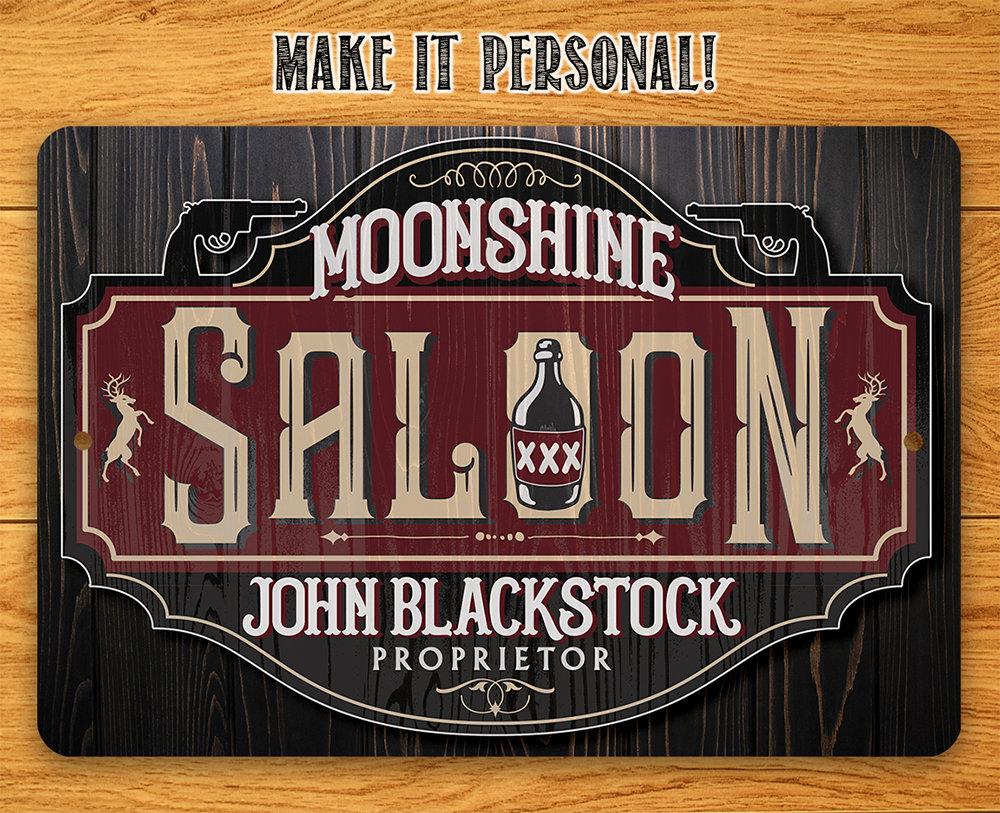 Personalized - Moonshine Saloon - Metal Sign