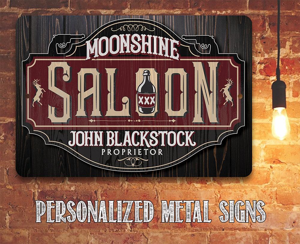Personalized - Moonshine Saloon - Metal Sign