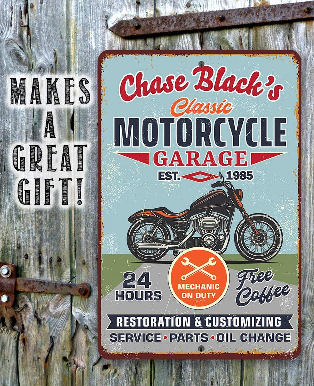 Personalized - Motorcycle Repair Garage - Metal Sign