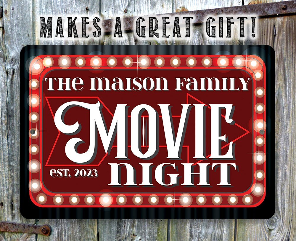 Personalized - Movie Night - Metal Sign