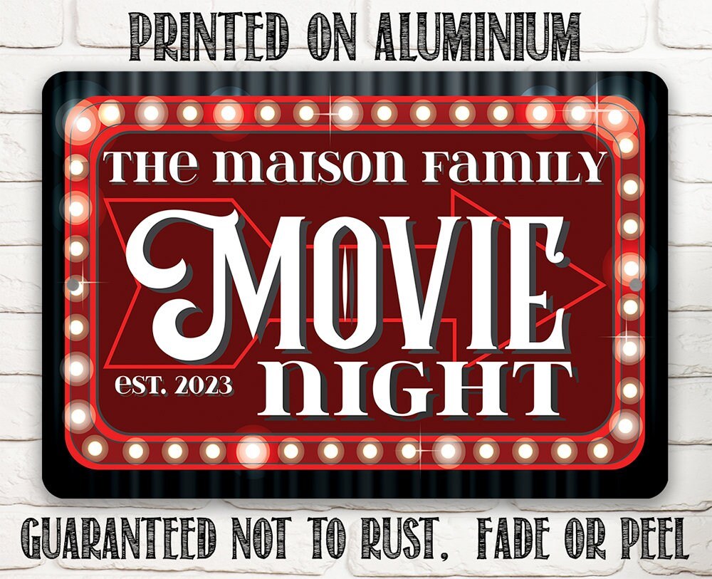 Personalized - Movie Night - Metal Sign