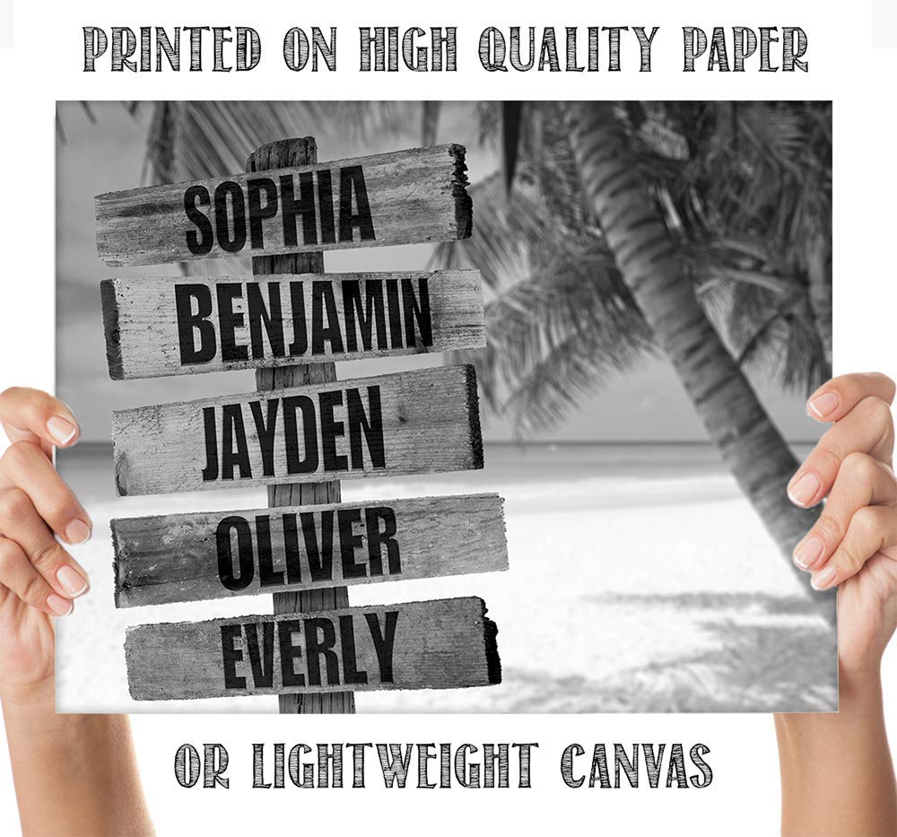 Personalized - Names Sign Post Art - Beach - Print or Canvas