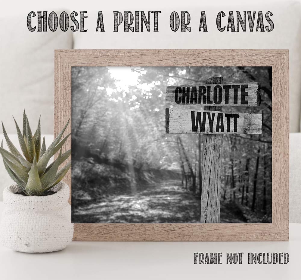 Personalized - Names Sign Post Art - Country Road - Print or Canvas