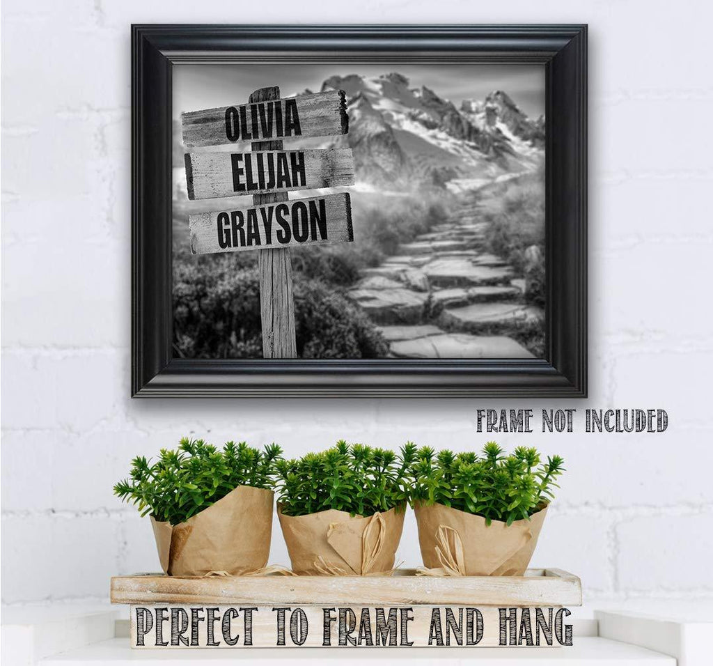 Personalized - Names Sign Post Art - Mountain Path - Print or Canvas