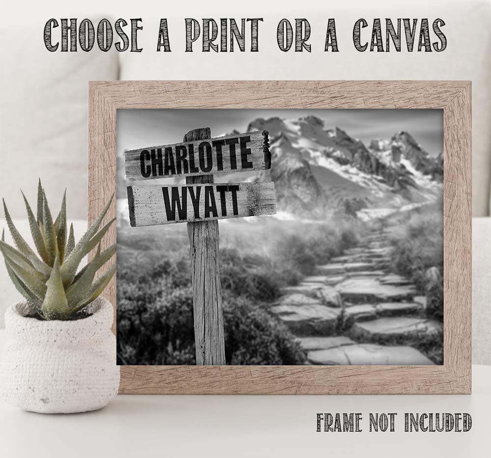 Personalized - Names Sign Post Art - Mountain Path - Print or Canvas