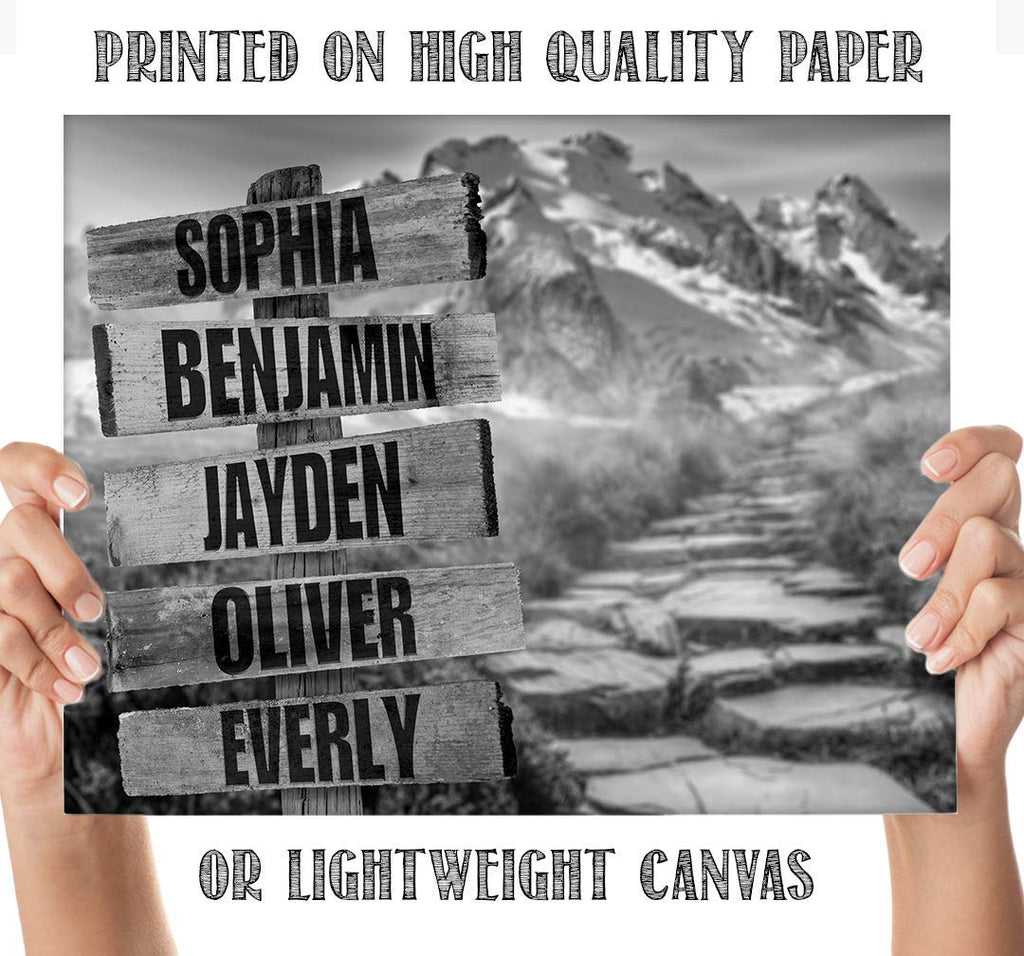 Personalized - Names Sign Post Art - Mountain Path - Print or Canvas
