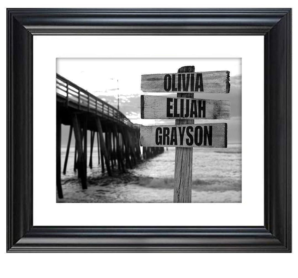 Personalized - Names Sign Post Art - Pier - Print or Canvas