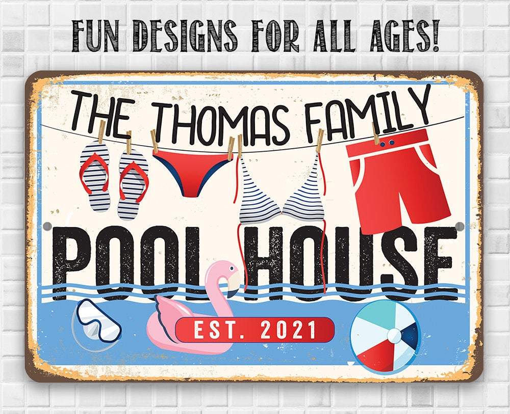 Personalized - Pool House - Metal Sign