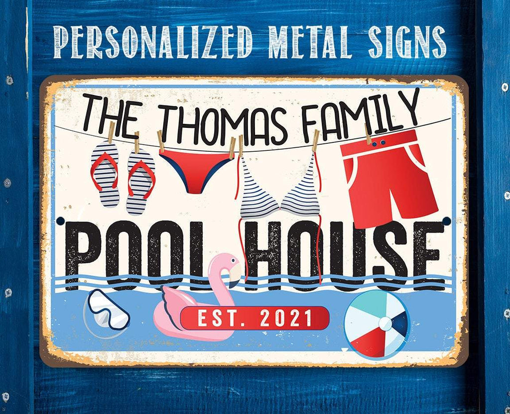 Personalized - Pool House - Metal Sign