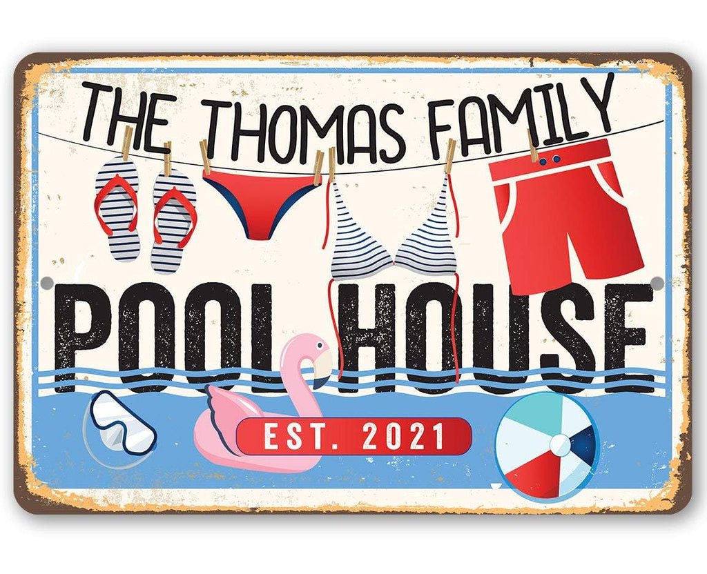 Personalized - Pool House - Metal Sign