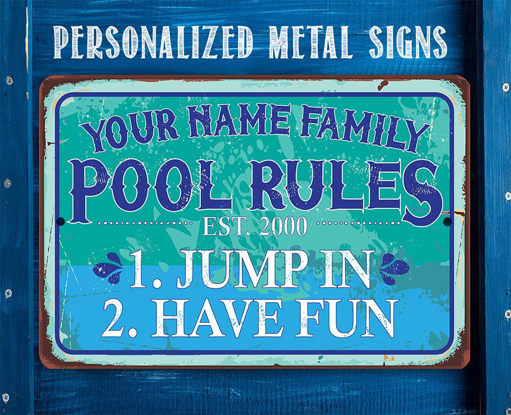 Personalized - Pool Side - Metal Sign