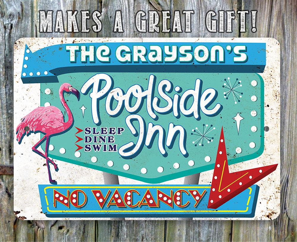 Personalized - Poolside Inn - Metal Sign