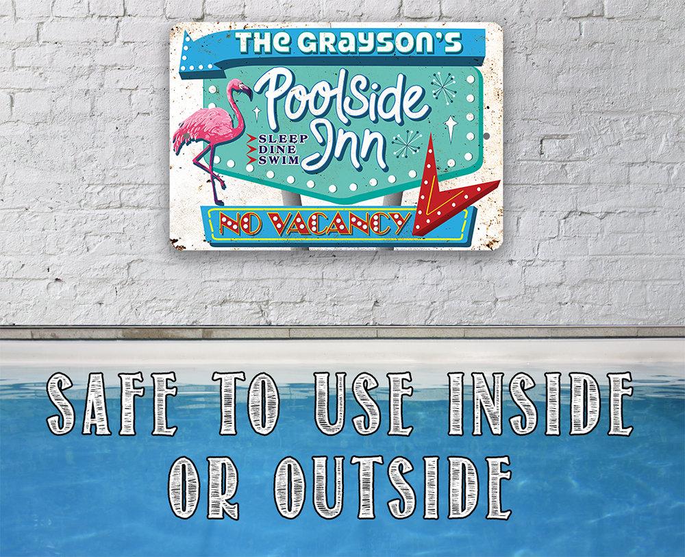 Personalized - Poolside Inn - Metal Sign