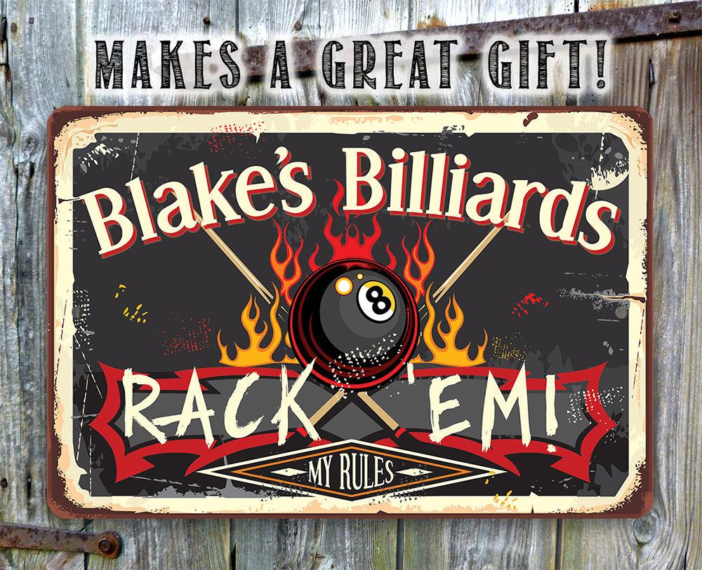 Personalized - Rack 'Em - Metal Sign