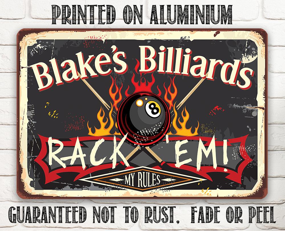 Personalized - Rack 'Em - Metal Sign