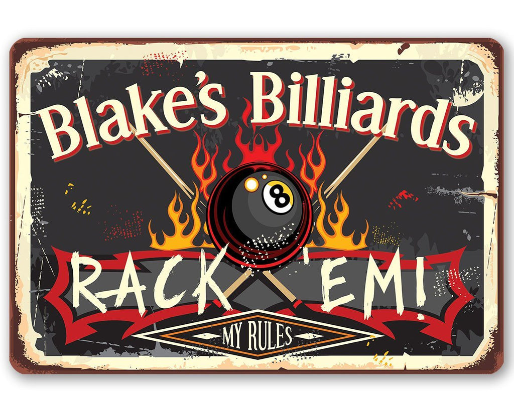 Personalized - Rack 'Em - Metal Sign