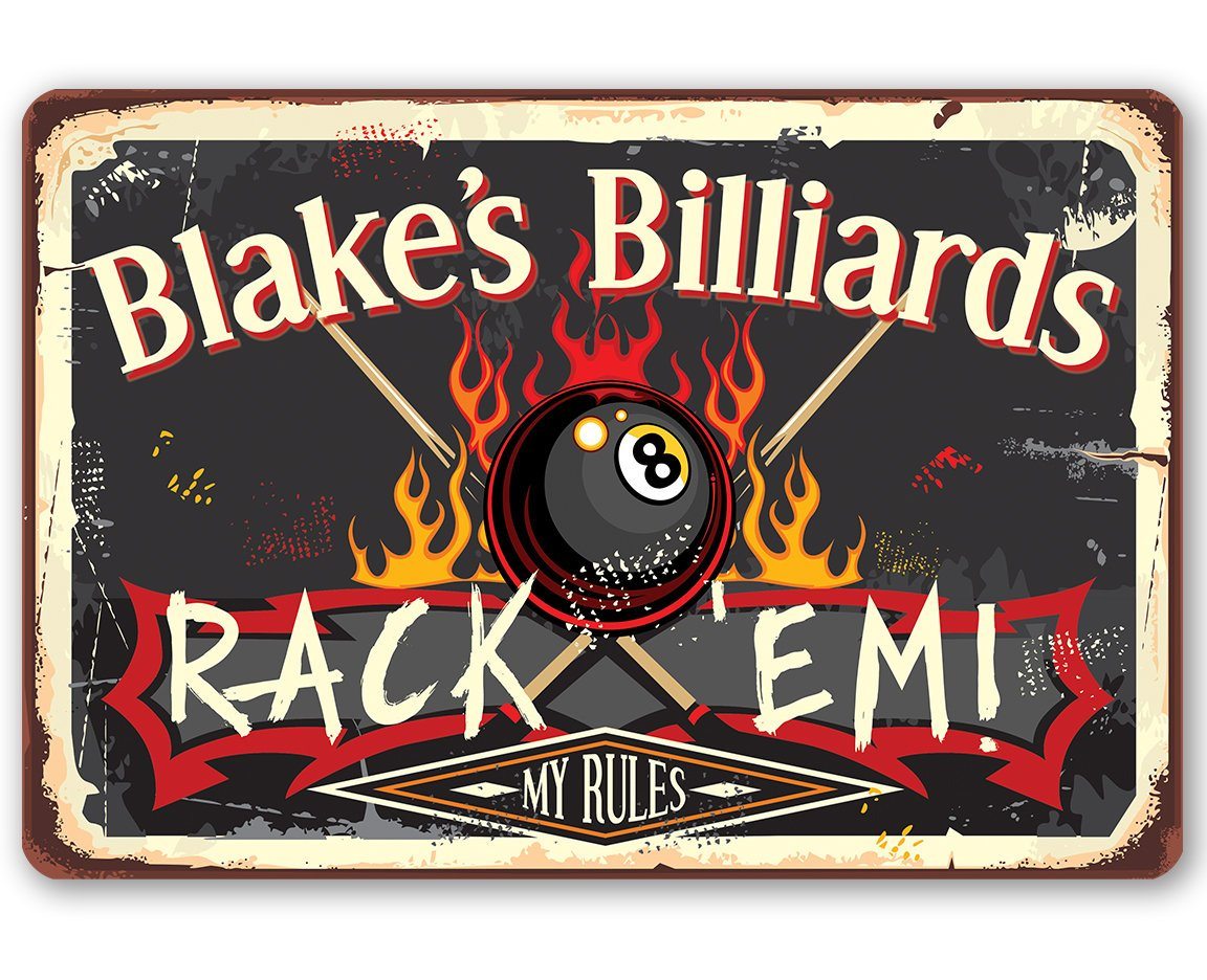 Personalized - Rack 'Em - Metal Sign