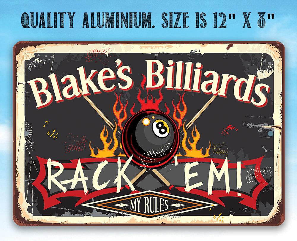 Personalized - Rack 'Em - Metal Sign