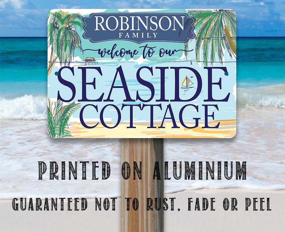 Personalized - Seaside Cottage - Metal Sign