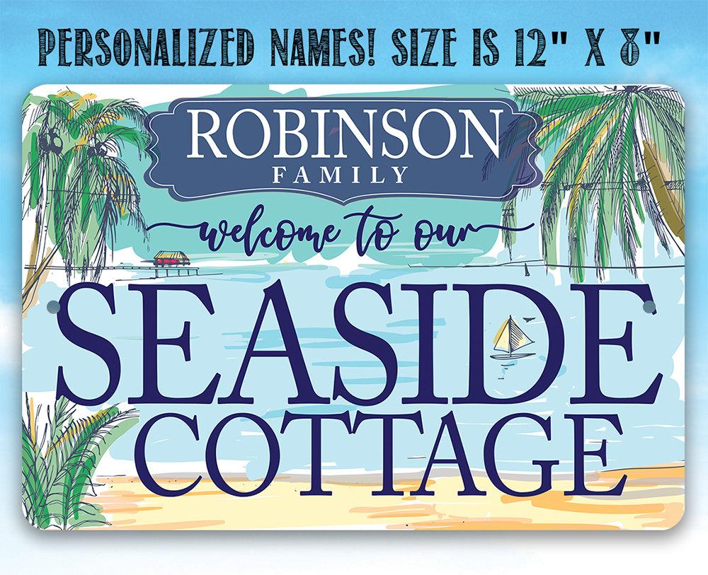 Personalized - Seaside Cottage - Metal Sign