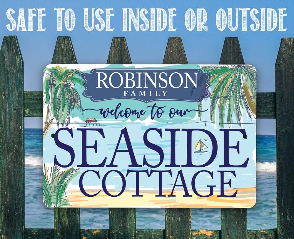 Personalized - Seaside Cottage - Metal Sign