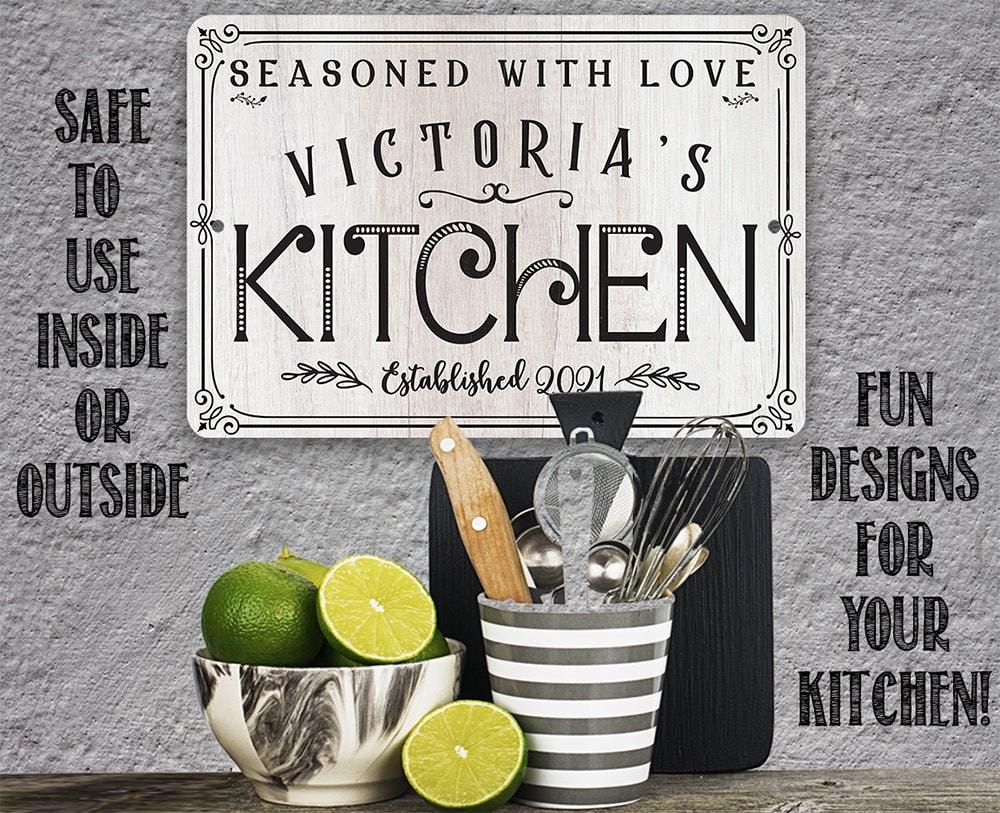 Personalized - Seasoned With Love Kitchen - Metal Sign