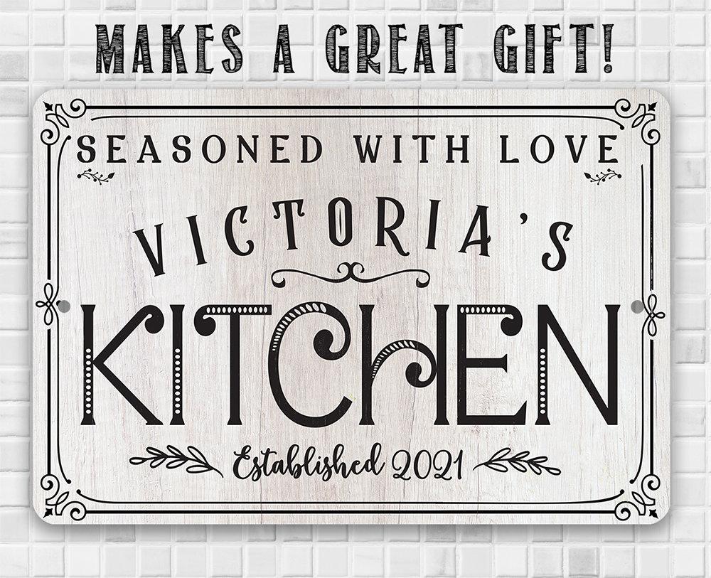 Personalized - Seasoned With Love Kitchen - Metal Sign