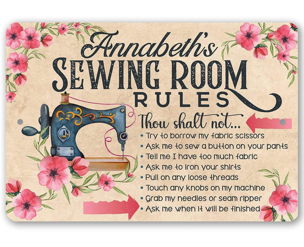 Personalized - Sewing Room Rules - Metal Sign