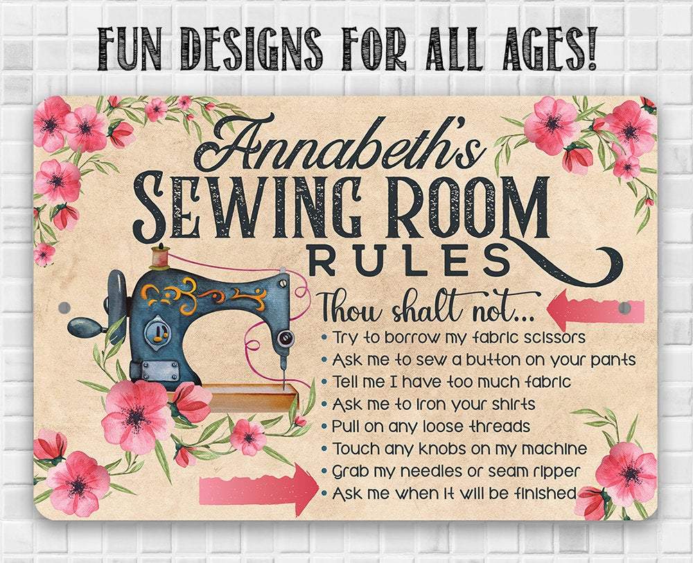 Personalized - Sewing Room Rules - Metal Sign