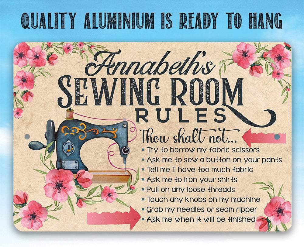 Personalized - Sewing Room Rules - Metal Sign